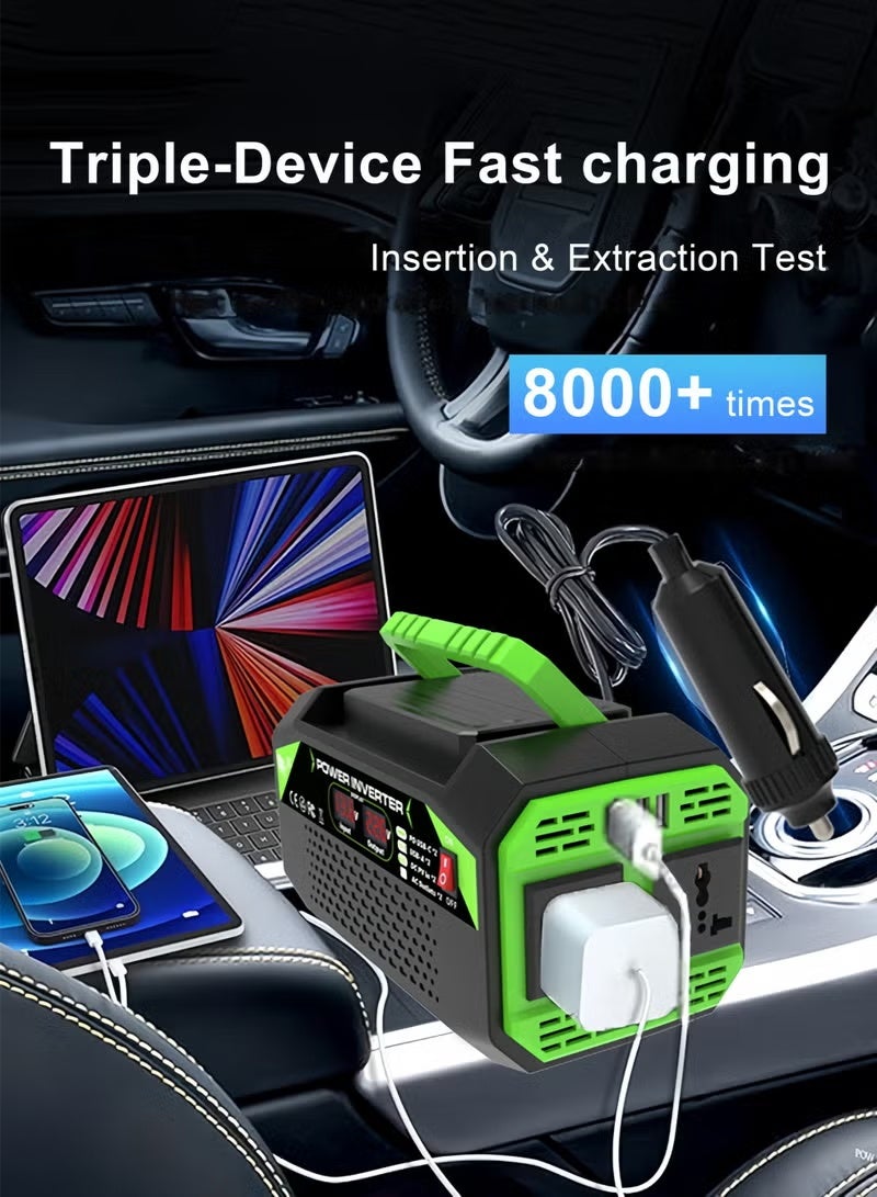 300W Car Power Inverter 12V DC to 220V–230V AC, Dual AC Outlets, 2 USB & 2 Type-C Ports, Portable Converter for Small Appliances - Image 4